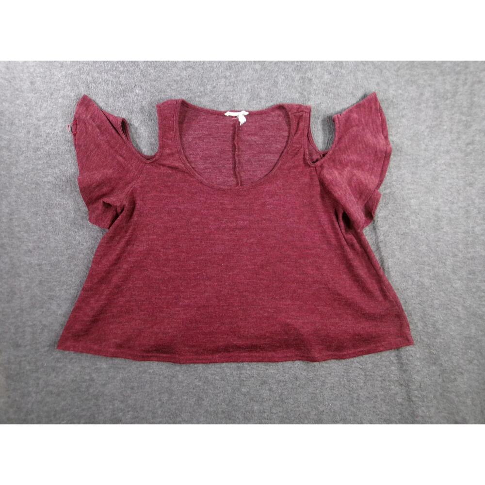 It Girl Top Womens Large Maroon Heathered Cold Shoulder Cutouts Casual Chic